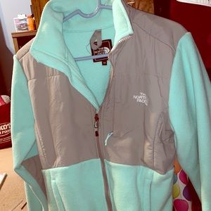 Teal/grey north face jacket